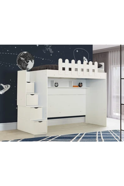Güven Mobilya 90x190 Okyanus Tek Yataklı Beyaz / Beyaz Kiwi Ranza ürün görseli 1