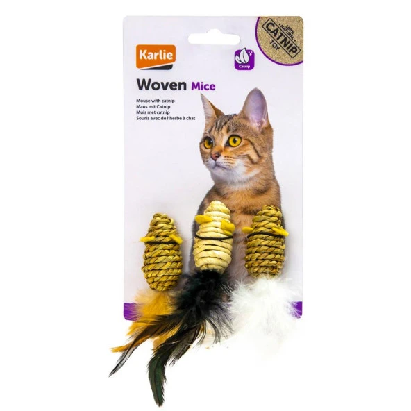 Karlie Voven Mice Kedi Otlu Hasır Fare 3 Adet ürün görseli 1