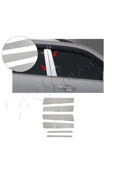 BRSPLAST  Mazda CX-5 Uyumlu Krom Kapı Direği 6 Parça Paslanmaz Çelik ürün görseli 1