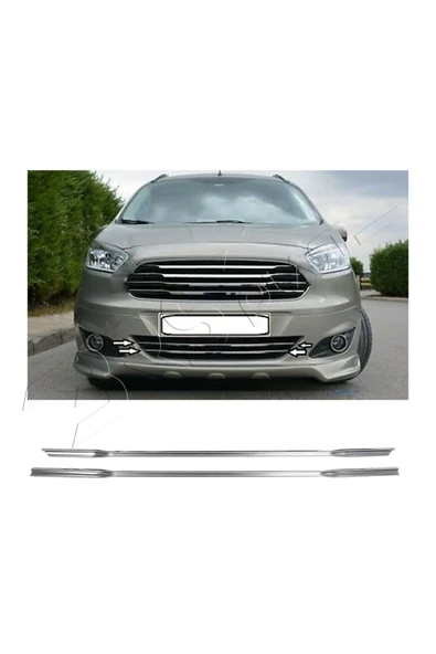 BRSPLAST  Ford Courier Uyumlu 2014 Ve Üzeri Krom Ön Panjur Alt Çıtası 2 Parça Paslanmaz Çelik ürün görseli 1
