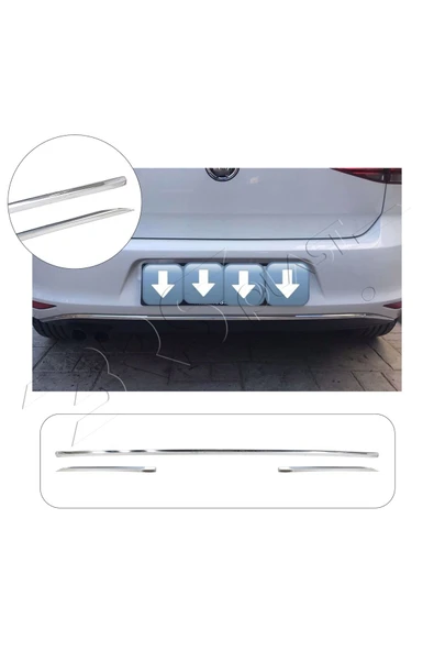 BRSPLAST  Volkswagen Golf 7 Uyumlu Krom Arka Tampon Çıtası 3 Parça Paslanmaz Çelik ürün görseli 1