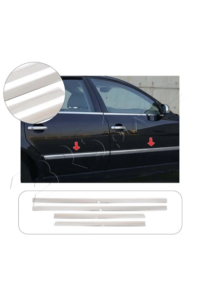 BRSPLAST  Volkswagen Passat 3B Uyumlu 1997-2005 Krom Yan Kapı Çıtası 4 Parça Paslanmaz Çelik ürün görseli 1