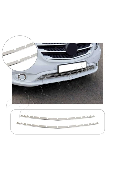 BRSPLAST  Mercedes Vito W447 Uyumlu Krom Ön Tampon Çıtası Çentikli 2 Parça Paslanmaz Çelik ürün görseli 1