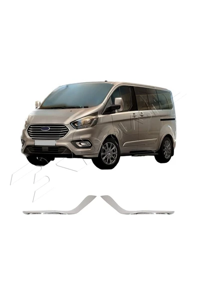 BRSPLAST  Ford Custom Uyumlu 2018-2024 Krom Sis Farı Çerçevesi 2 Parça Paslanmaz Çelik ürün görseli 1