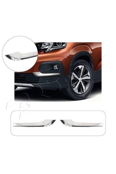 BRSPLAST  Peugeot Rifter Uyumlu 2019 Ve Üzeri Krom Sis Kaşı Çerçevesi 2 Parça Paslanmaz Çelik ürün görseli 1