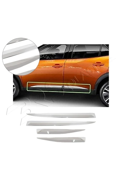 BRSPLAST  Peugeot 2008 Uyumlu 2020 ve Üzeri Krom Yan Kapı Çıtası 4 Parça Paslanmaz Çelik ürün görseli 1