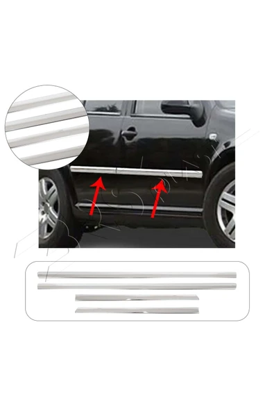 BRSPLAST  Volkswagen Golf 4 Uyumlu 1998-2004 Krom Yan Kapı Çıtası 4 Parça Paslanmaz Çelik ürün görseli 1