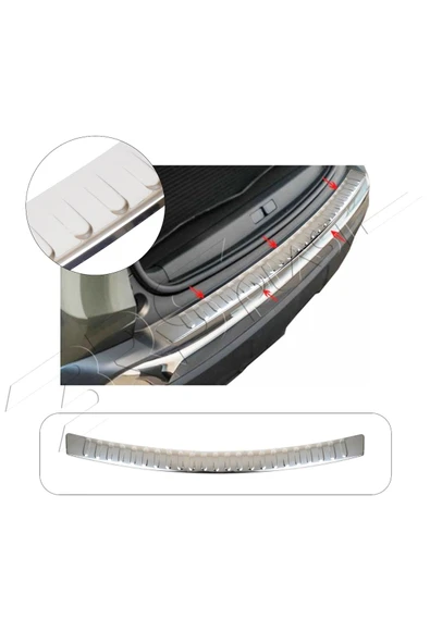 BRSPLAST  Volkswagen Golf 6 Plus Uyumlu 2009-2014 Krom Arka Tampon Üstü Koruma Paslanmaz Çelik ürün görseli 1