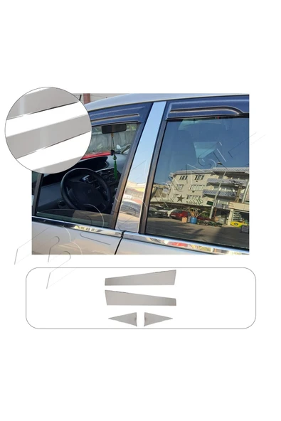 BRSPLAST  Renault Scenic 2 Uyumlu Krom Kapı Direği 4 Parça Paslanmaz Çelik ürün görseli 1