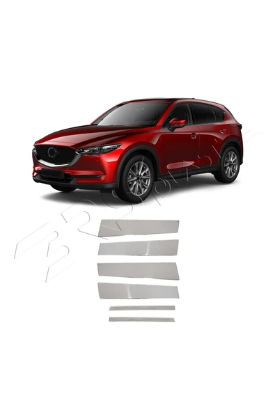 BRSPLAST  Mazda CX-5 Uyumlu Krom Kapı Direği 6 Parça Paslanmaz Çelik - Resim 2