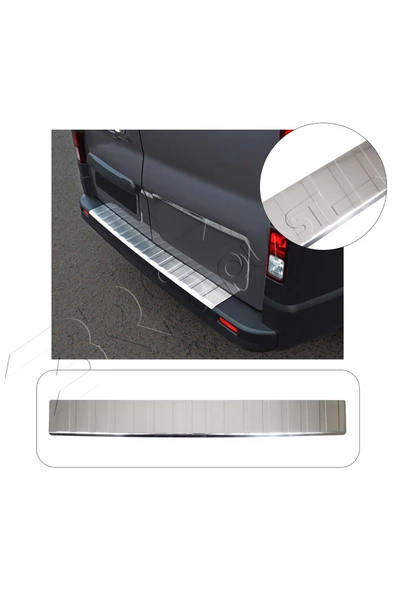 BRSPLAST  Renault Trafic Uyumlu 2001-2014 Uzun Model Krom Arka Tampon Üstü Koruma Paslanmaz Çelik Long ürün görseli 1