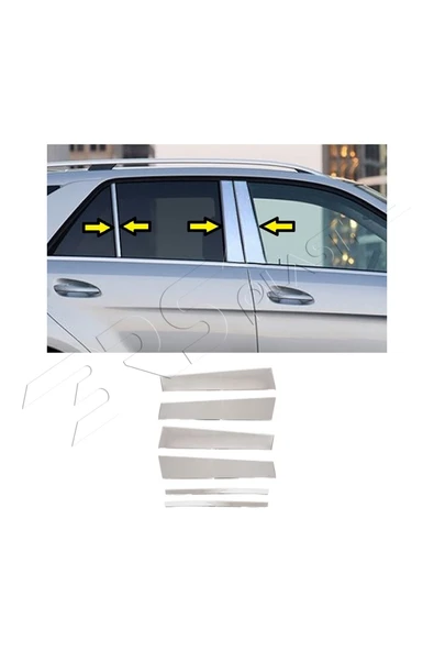 BRSPLAST  Mercedes W166 Uyumlu Krom Kapı Direği 6 Parça Paslanmaz Çelik ürün görseli 1