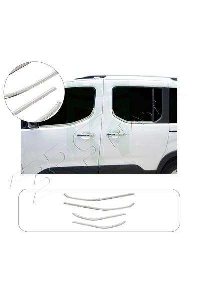 BRSPLAST  Fiat Doblo Uyumlu 2019 Ve Üzeri Krom Cam Çıtası 4 Parça Paslanmaz Çelik ürün görseli 1