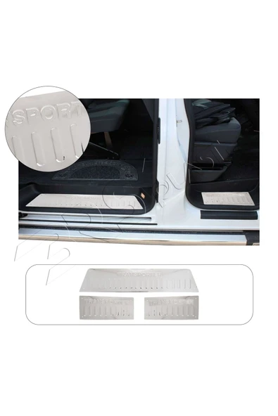 BRSPLAST  Volkswagen Transporter T5 Uyumlu 2003-2015 Krom İç Kapı Eşiği 3 Parça Paslanmaz Çelik ürün görseli 1