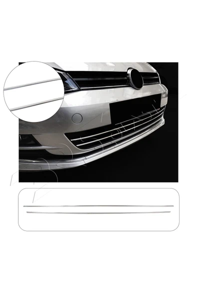 BRSPLAST  Volkswagen Golf 7 Uyumlu Krom Ön Tampon Çıtası 2 Parça Paslanmaz Çelik ürün görseli 1