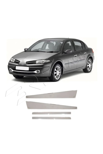 BRSPLAST  Renault Megane 2 Uyumlu Krom Kapı Direği 4 Parça Paslanmaz Çelik - Resim 2