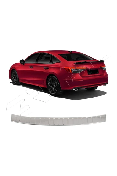 BRSPLAST  Honda Civic FE Uyumlu 2021 Ve Üzeri Krom Arka Tampon Üstü Koruma Paslanmaz Çelik ürün görseli 1