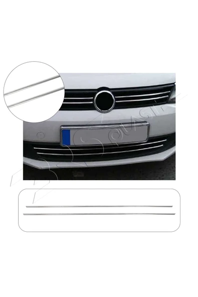 BRSPLAST  Volkswagen Jetta Uyumlu 2011-2014 Krom Ön Tampon Çıtası 2 Parça Paslanmaz Çelik ürün görseli 1