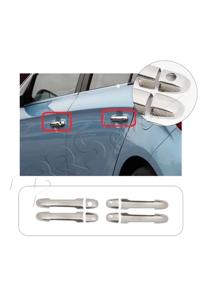 BRSPLAST  Hyundai i30 Uyumlu 2007-2014 Krom Kapı Kolu 4 Kapı Paslanmaz Çelik ürün görseli 1