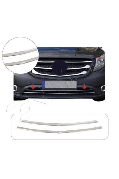 BRSPLAST  Mercedes Vito W447 Uyumlu Krom Ön Tampon Çıtası 2 Parça Paslanmaz Çelik ürün görseli 1