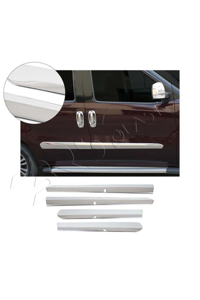 BRSPLAST  Fiat Doblo Uyumlu 2010 ve Üzeri Krom Yan Kapı Çıtası 4 Parça Paslanmaz Çelik ürün görseli 1