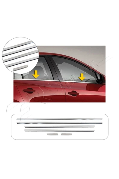 BRSPLAST  Citroen C5 Uyumlu 2008-2018 Krom Cam Çıtası 6 Parça Paslanmaz Çelik ürün görseli 1