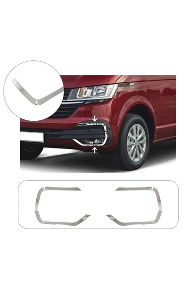 BRSPLAST  Volkswagen Transporter T6.1 Uyumlu Krom Sis Farı Çerçevesi 2 Parça Paslanmaz Çelik ürün görseli 1