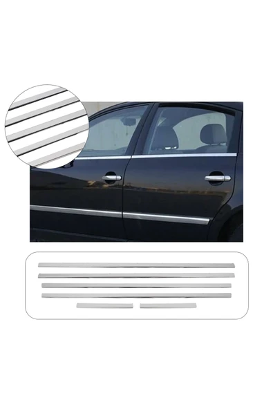 BRSPLAST  Volkswagen Passat 3B Uyumlu 1997-2005 Krom Cam Çıtası 6 Parça Paslanmaz Çelik ürün görseli 1