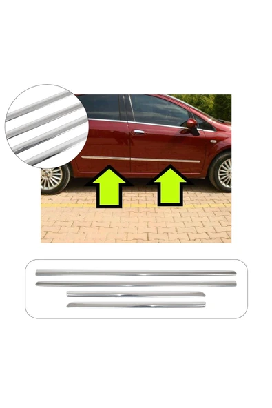 BRSPLAST  Fiat Linea Uyumlu 2007 Ve Üzeri Krom Yan Kapı Çıtası 4 Parça Paslanmaz Çelik ürün görseli 1