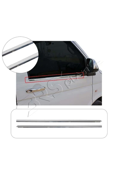 BRSPLAST  Volkswagen Transporter T5 Uyumlu 2003-2014 Krom Cam Çıtası 2 Parça Paslanmaz Çelik ürün görseli 1