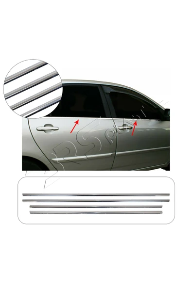 BRSPLAST  Toyota Corolla Uyumlu 2002-2007 Krom Cam Çıtası 4 Parça Paslanmaz Çelik ürün görseli 1
