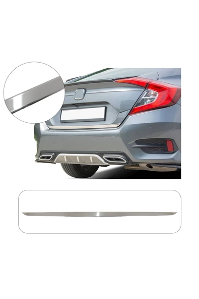 BRSPLAST  Honda Civic Uyumlu 2016 ve üzeri Krom Bagaj Alt Çıtası Paslanmaz Çelik ürün görseli 1