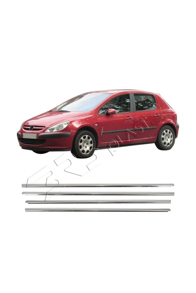 BRSPLAST  Peugeot 307 Uyumlu 2001-2008 Krom Cam Çıtası 4 Parça Paslanmaz Çelik ürün görseli 1