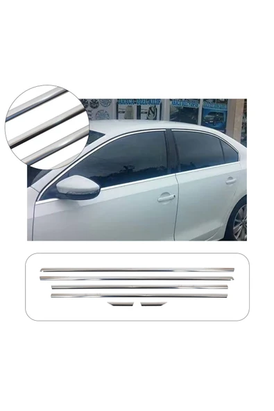 BRSPLAST  Volkswagen Jetta Uyumlu 2011 Ve Üzeri Krom Cam Çıtası 6 Parça Paslanmaz Çelik ürün görseli 1