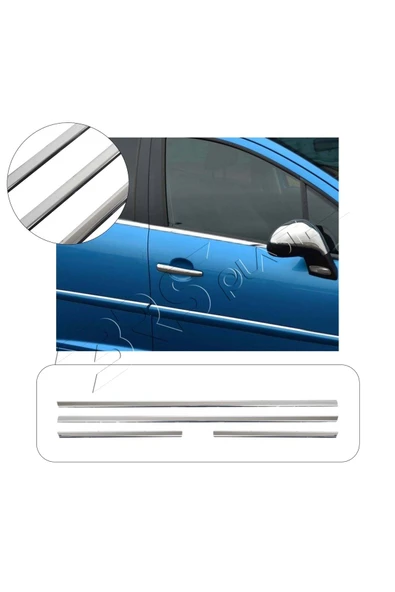 BRSPLAST  Peugeot 207 Uyumlu Krom Cam Çıtası 4 Parça Paslanmaz Çelik ürün görseli 1