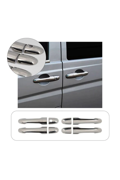 BRSPLAST  Mercedes Vaneo Uyumlu 2002-2005 Krom Kapı Kolu 4 Kapı Paslanmaz Çelik ürün görseli 1