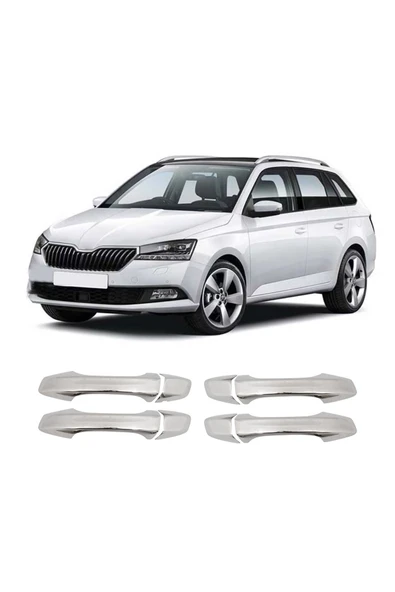 BRSPLAST  Skoda Fabia 3 Uyumlu 2014 Ve Üzeri Krom Kapı Kolu 4 Kapı Paslanmaz Çelik ürün görseli 1