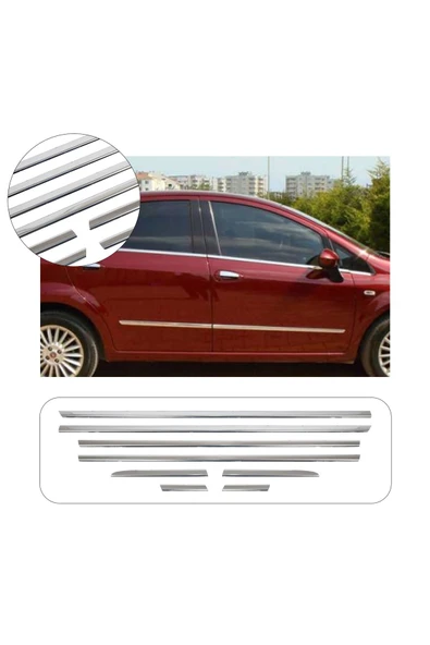 BRSPLAST  Fiat Linea Uyumlu 2007-2018 Krom Cam Çıtası 8 Parça Paslanmaz Çelik ürün görseli 1