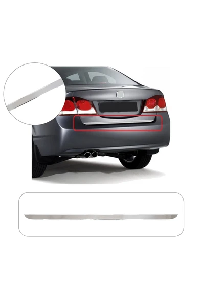 BRSPLAST  Honda Civic Uyumlu 2006-2011 Krom Bagaj Alt Çıtası Paslanmaz Çelik ürün görseli 1