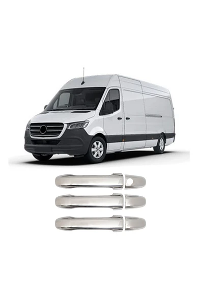 BRSPLAST  Mercedes Sprinter W907 Uyumlu 2019 Ve Üzeri Krom Kapı Kolu 3 Kapı Paslanmaz Çelik ürün görseli 1
