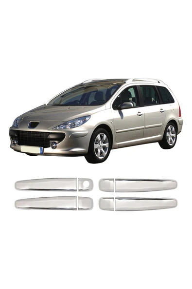 BRSPLAST  Peugeot 307 Uyumlu 2001-2008 Krom Kapı Kolu 4 Kapı Paslanmaz Çelik ürün görseli 1