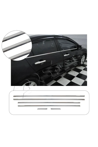 BRSPLAST  Honda Civic Uyumlu 2006-2011 Krom Cam Çıtası 6 Parça Paslanmaz Çelik ürün görseli 1