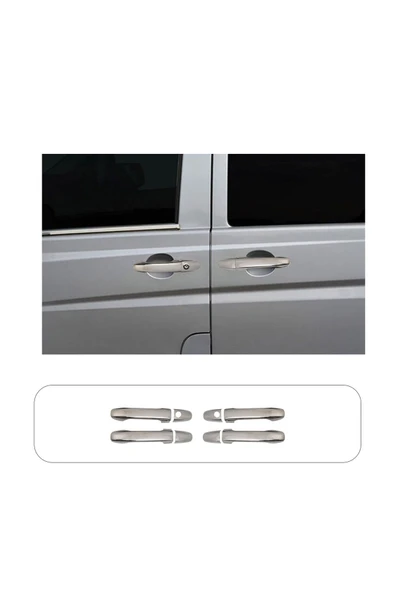 BRSPLAST  Mercedes Vito W447 Uyumlu 2014 Ve Üzeri Krom Kapı Kolu 4 Kapı Çift Delikli Paslanmaz Çelik ürün görseli 1