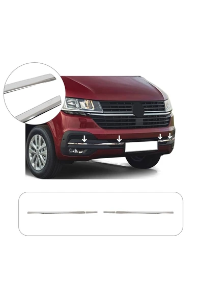 BRSPLAST  Volkswagen Transporter T6.1 Uyumlu Krom Ön Tampon Alt Izgara 4 Parça Paslanmaz Çelik ürün görseli 1