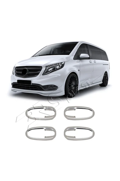BRSPLAST  Mercedes Vito W447 Uyumlu Krom Kapı Kolu Tası 4 Parça Paslanmaz Çelik ürün görseli 1