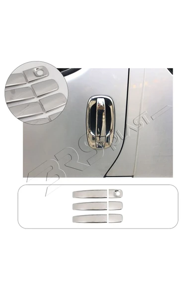 BRSPLAST  Nissan Primastar Uyumlu 2001-2014 Krom Kapı Kolu 3 Kapı Paslanmaz Çelik ürün görseli 1