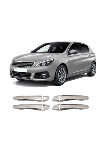 BRSPLAST  Peugeot 308 Uyumlu 2014 Ve Üzeri Krom Kapı Kolu 4 Kapı Paslanmaz Çelik ürün görseli 1