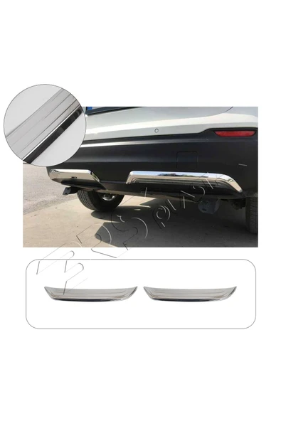 BRSPLAST  Nissan Qashqai 2017-2021 Uyumlu Krom Egzoz Kromu 2 Parça Paslanmaz Çelik ürün görseli 1