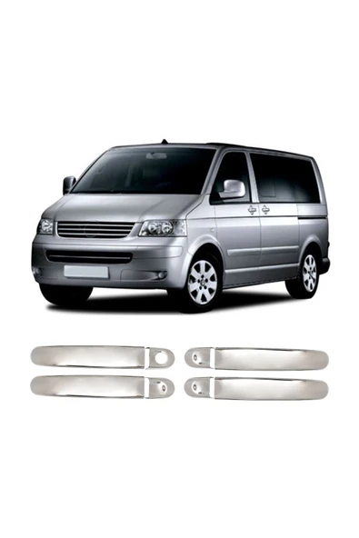 BRSPLAST  Volkswagen T5 Caravella Uyumlu 2003-2023 Krom Kapı Kolu 4 Kapı Paslanmaz Çelik ürün görseli 1