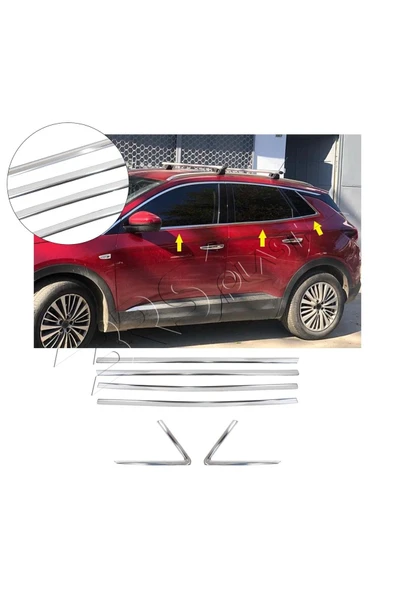BRSPLAST  Opel Grandland X Uyumlu 2017 Ve Üzeri Krom Cam Çıtası 6 Parça Paslanmaz Çelik ürün görseli 1